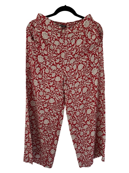 Pants - Red Floral Wide-Leg Pants